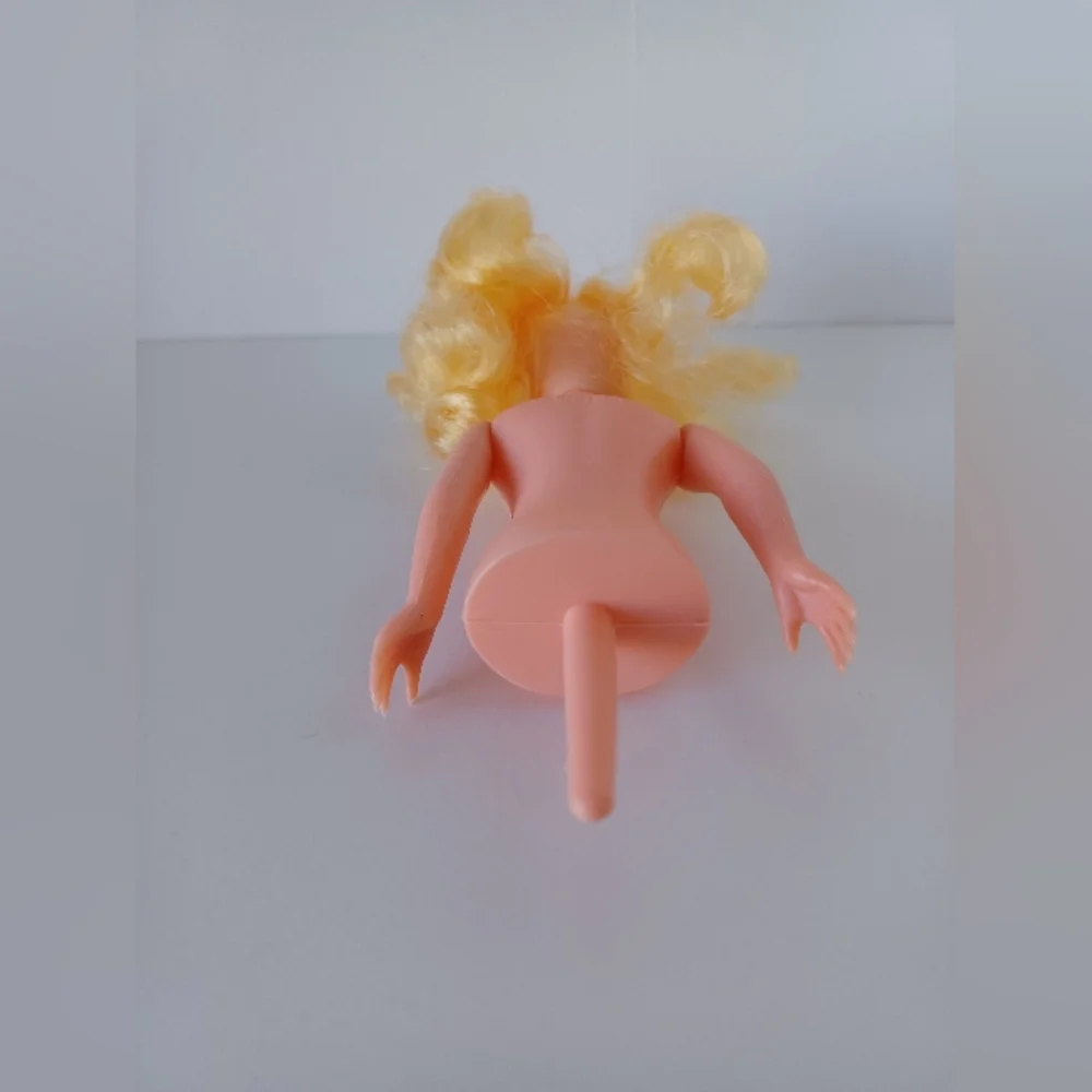 Vintage Blonde Doll Cake Topper Pick Blue Eyes Off Brand Retro Craft Decor